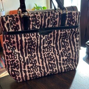 Coach Animal Print Shoulder Bag with Black Accents